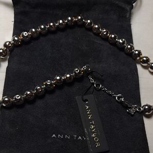 Ann Taylor Silver and Brown Beaded Necklace